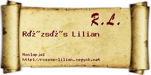 Rózsás Lilian névjegykártya